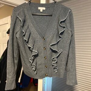 Gray Ruffled Women's Sweater